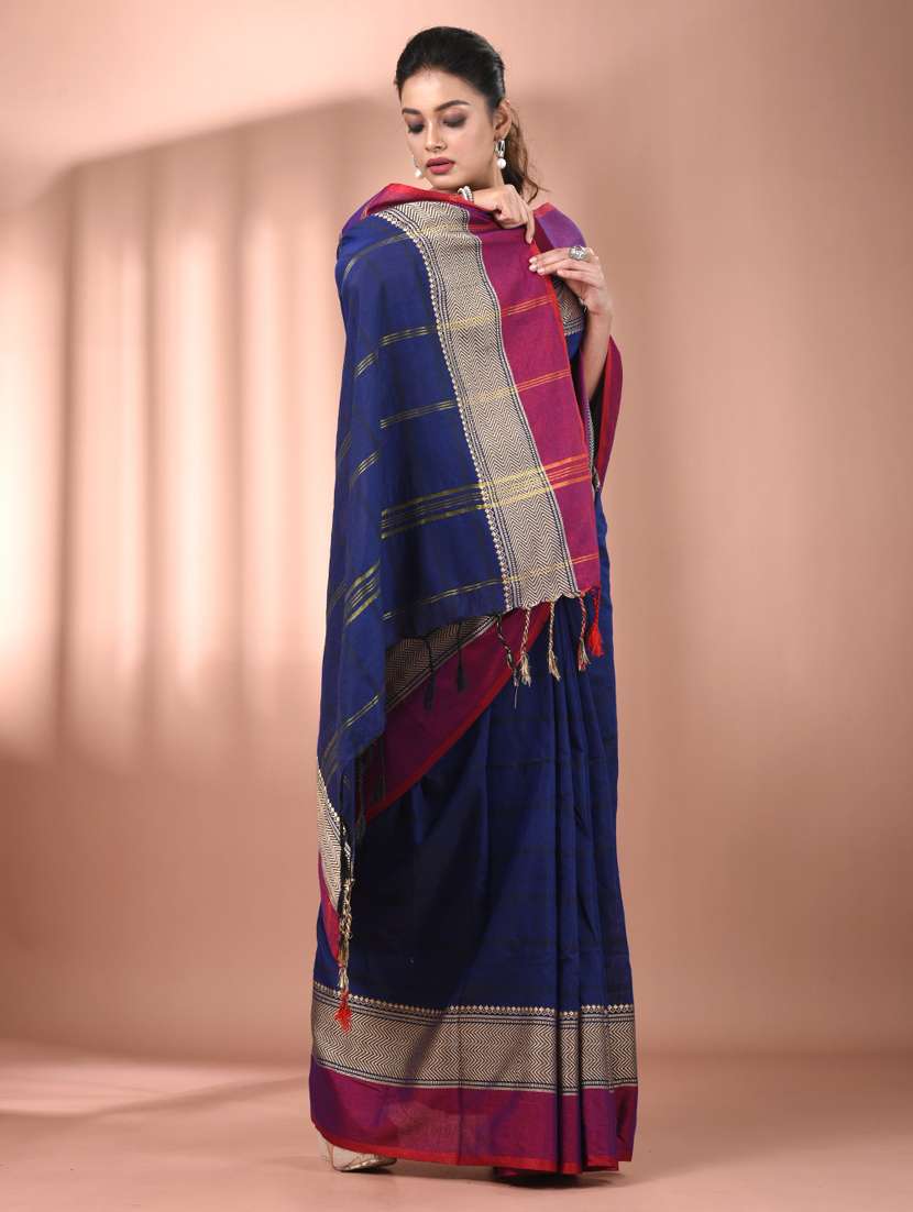 women striped handloom saree with blouse - 21905527 -  Standard Image - 2