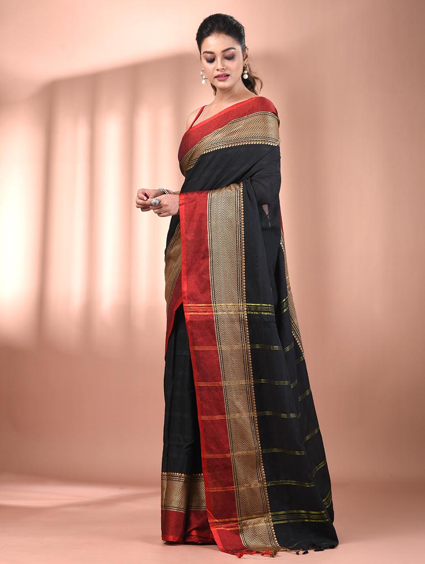 women striped handloom saree with blouse - 21905528 - Standard Image - 2