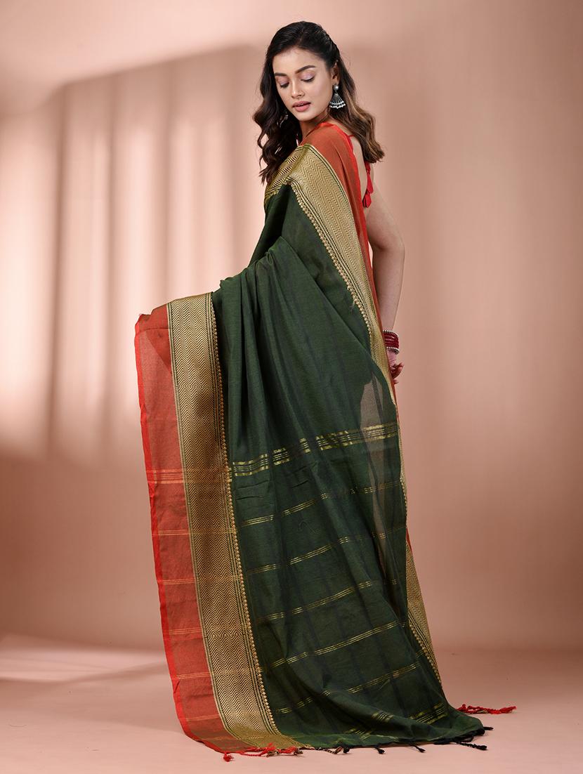 women striped handloom saree with blouse - 21905529 - Standard Image - 2