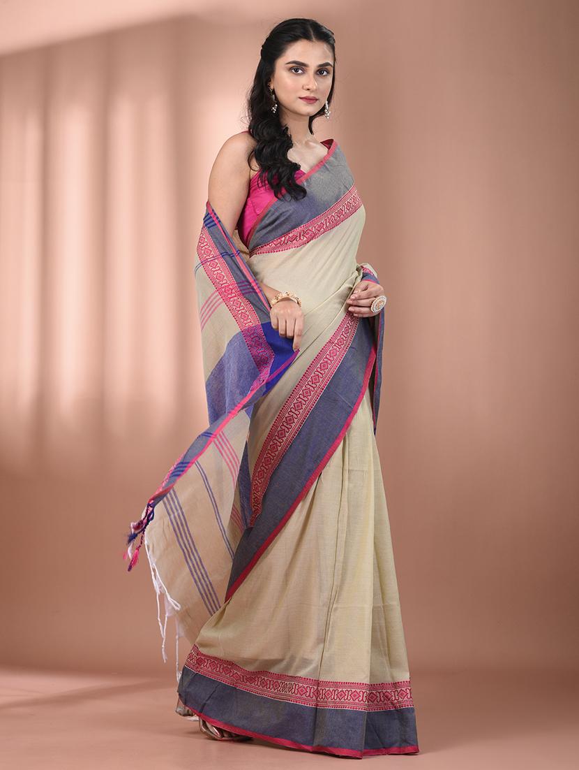 women beige handloom saree with blouse - 21905532 - Standard Image - 2