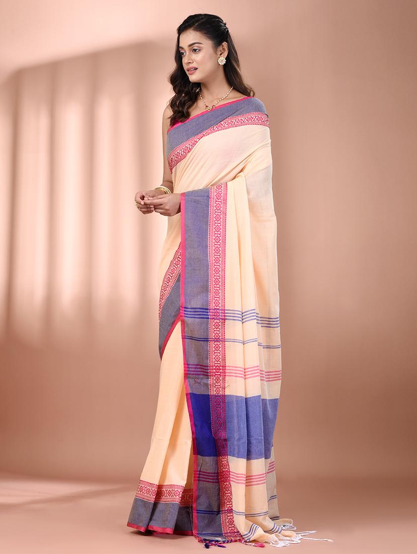 women beige handloom saree with blouse - 21905533 - Standard Image - 2