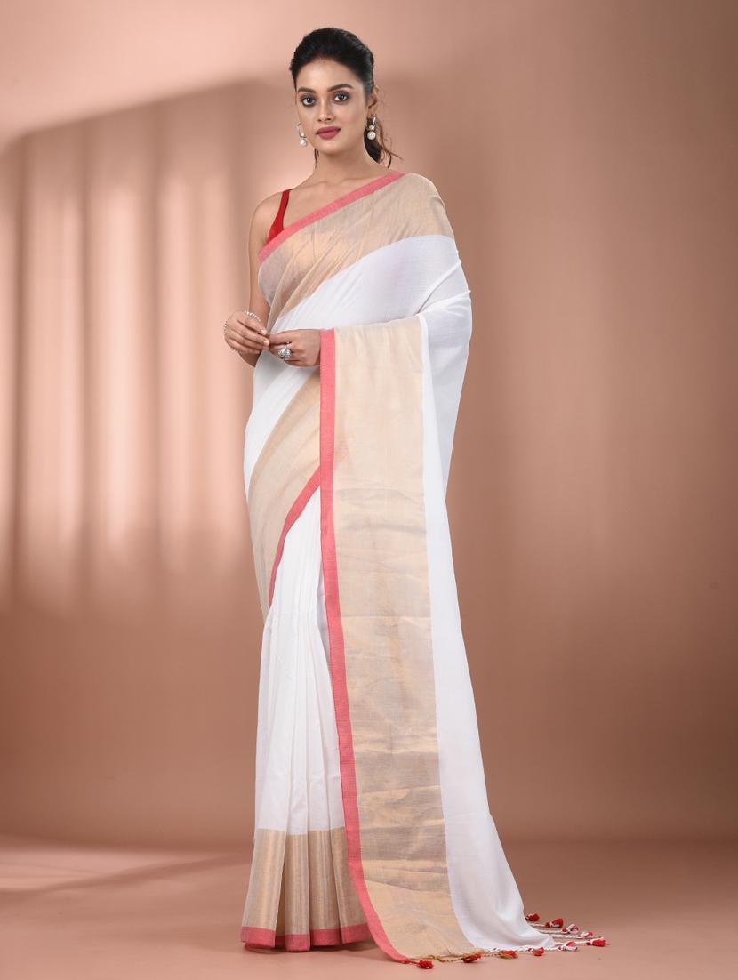 women white handloom saree with blouse - 21905536 - Zoom Image - 0