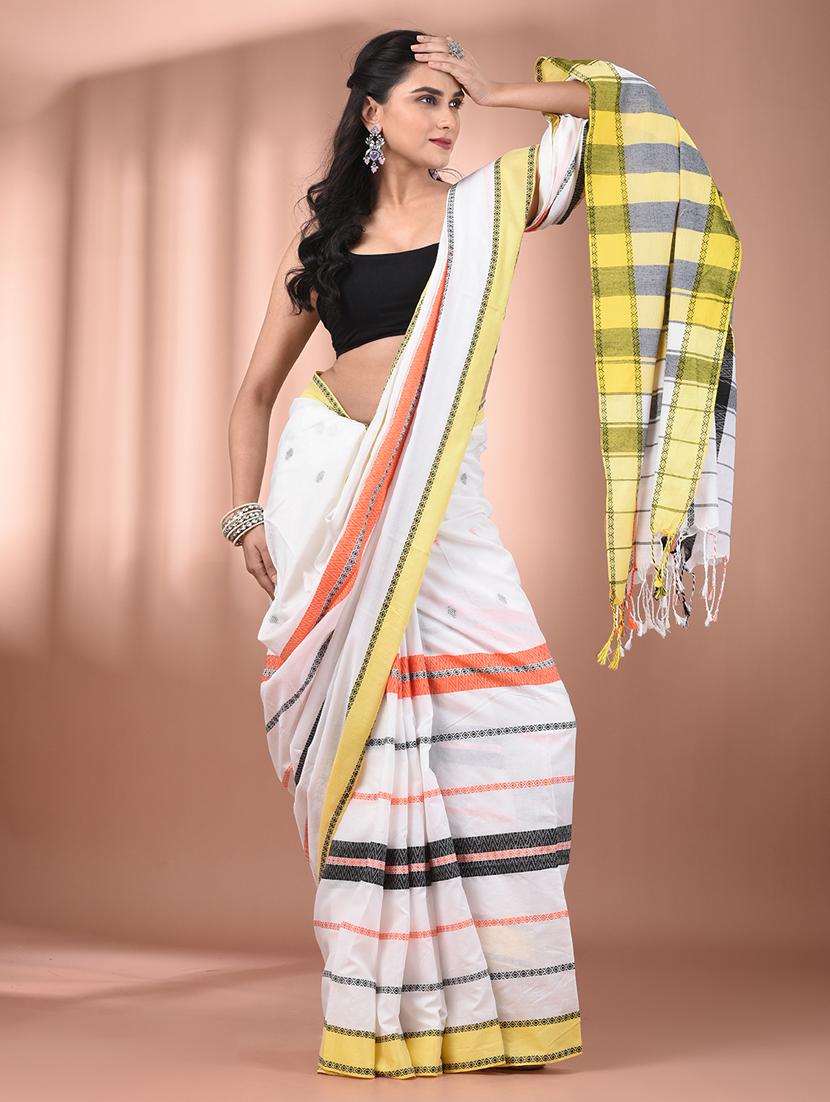 women white handloom saree with blouse - 21905537 - Standard Image - 2