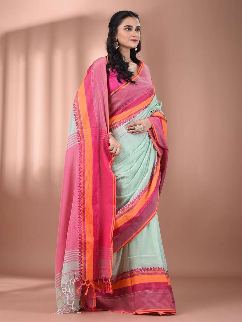 women neo mint handloom saree with blouse - 21905541 -  Standard Image - 2