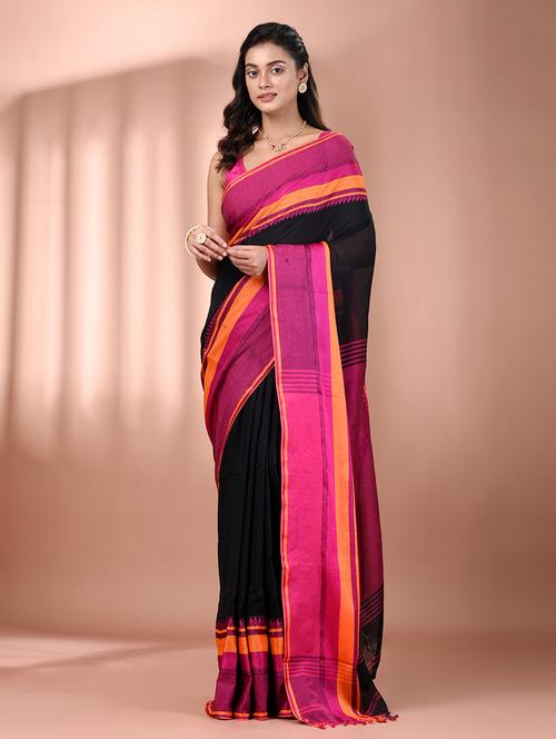 women black handloom saree with blouse - 21905544 -  Standard Image - 0