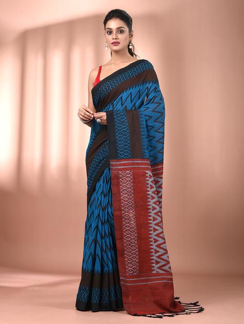 women chevron handloom saree with blouse - 21905550 -  Standard Image - 0
