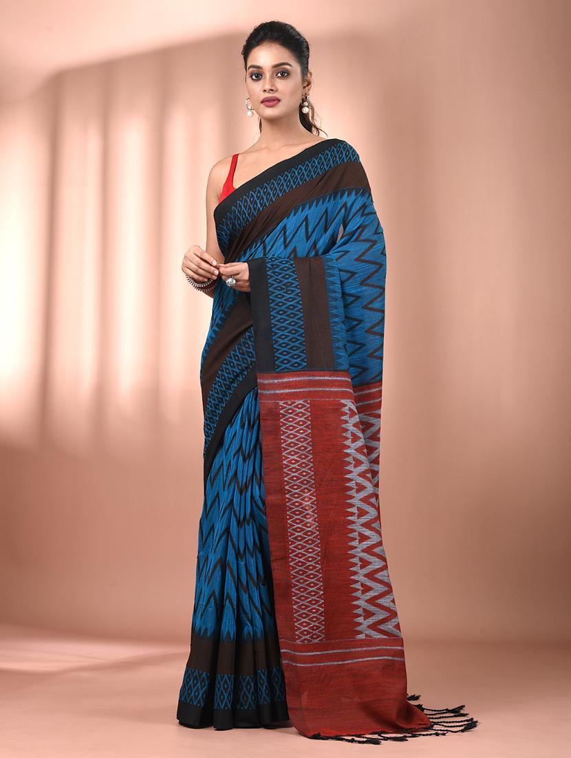 women chevron handloom saree with blouse - 21905550 -  Zoom Image - 0