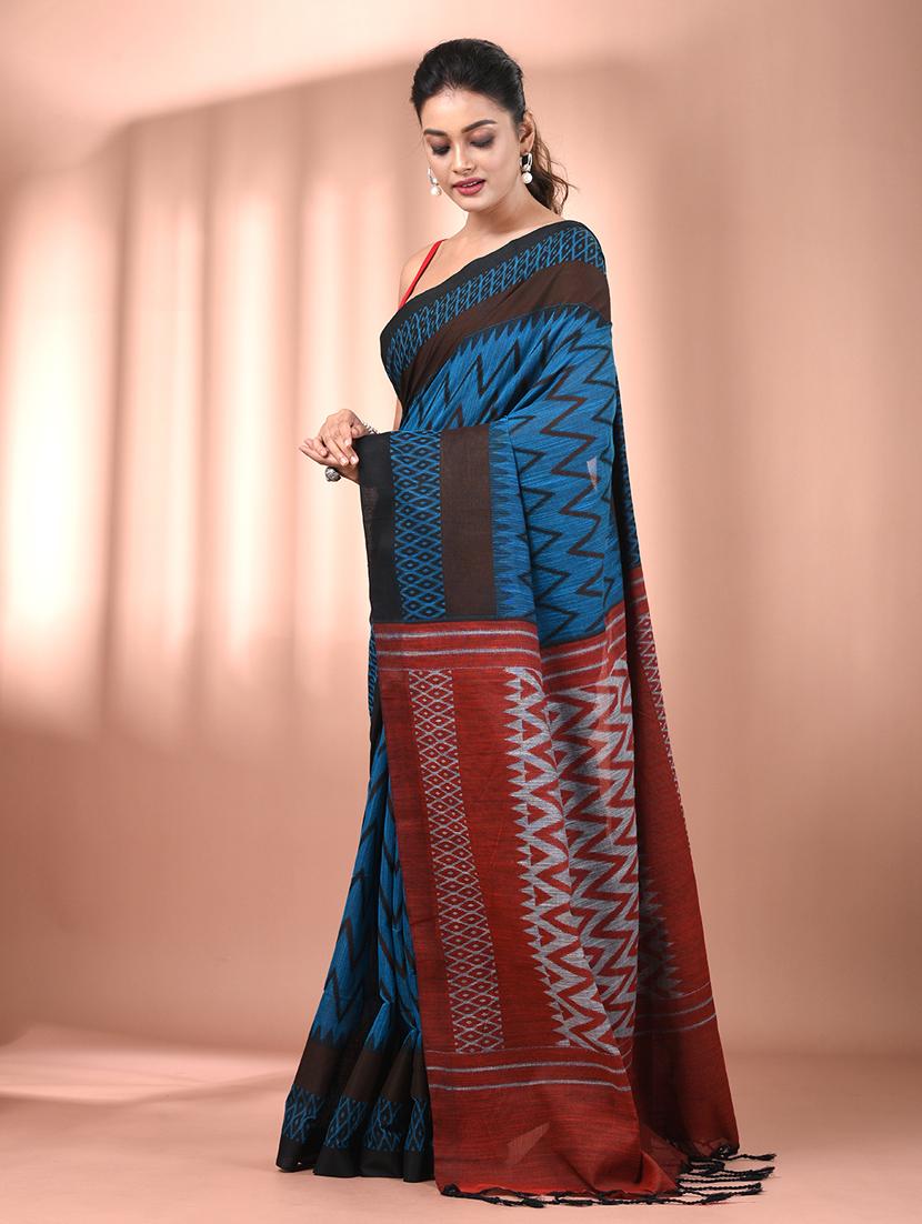 women chevron handloom saree with blouse - 21905550 - Standard Image - 2