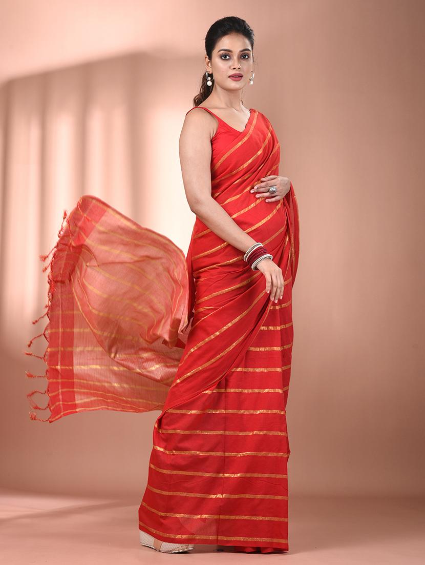 women striped handloom saree with blouse - 21905551 - Standard Image - 2