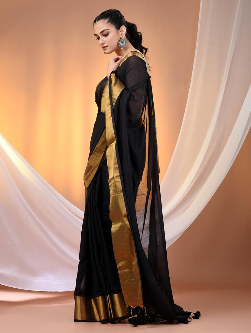 women solid with bordered handloom saree - 21905552 - Standard Image - 2