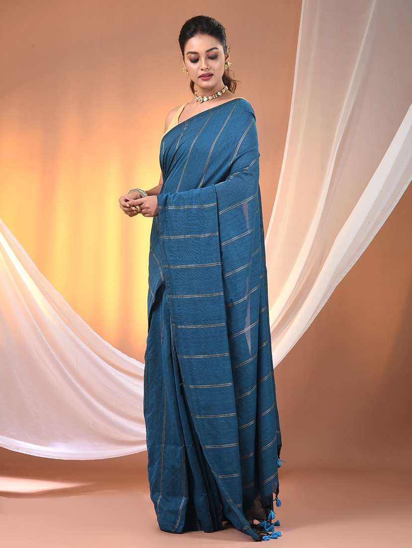 women striped handloom saree with blouse - 21905594 -  Standard Image - 2