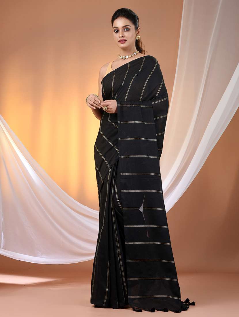 women striped handloom saree with blouse