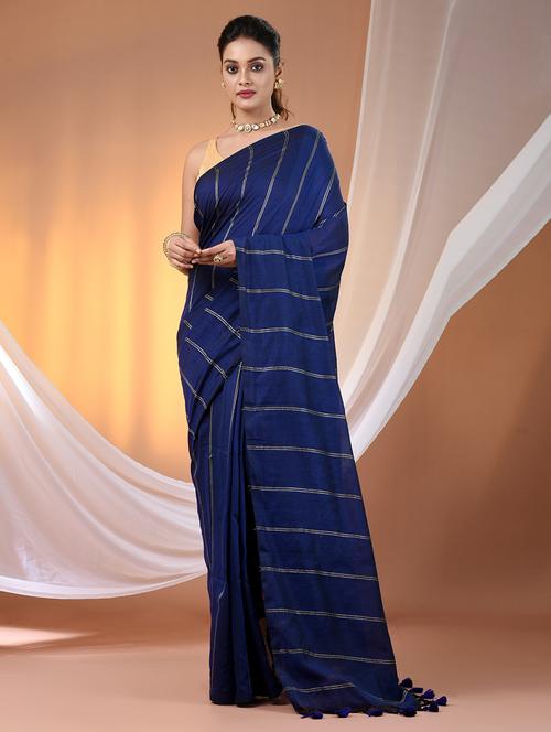 women striped handloom saree with blouse - 21905597 - Standard Image - 0