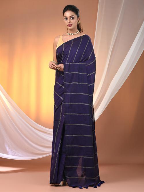 women striped handloom saree with blouse - 21905598 -  Standard Image - 0