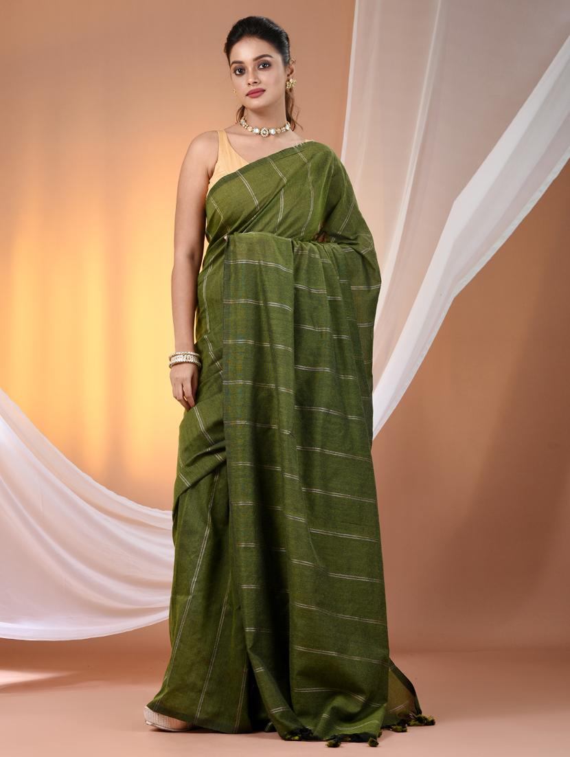 women striped handloom saree with blouse - 21905599 - Zoom Image - 0