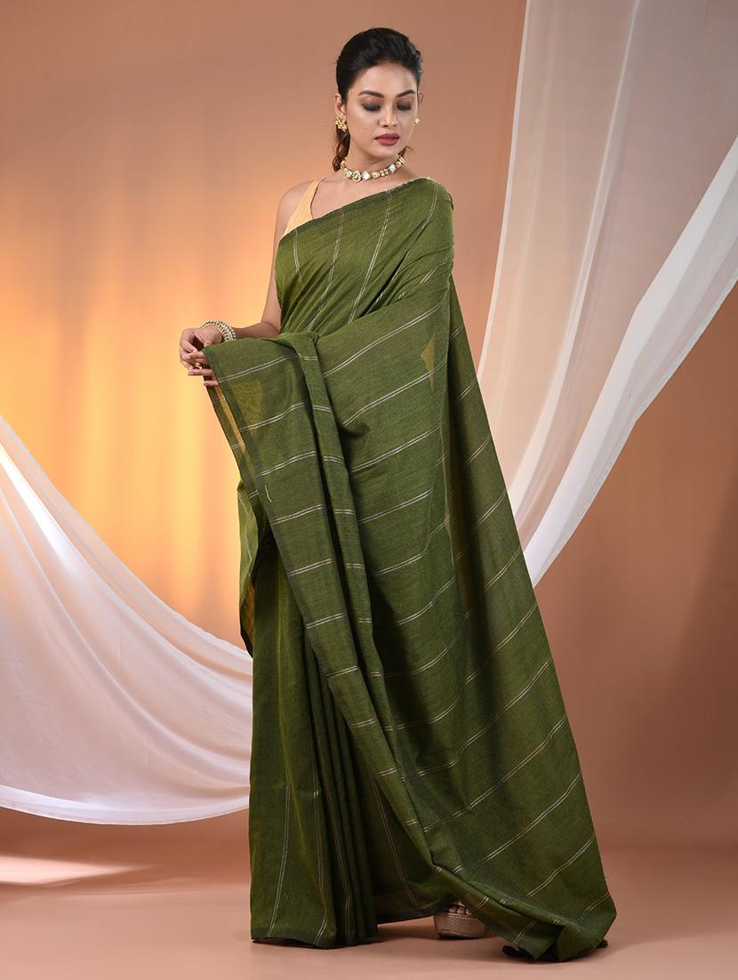 women striped handloom saree with blouse - 21905599 - Standard Image - 2