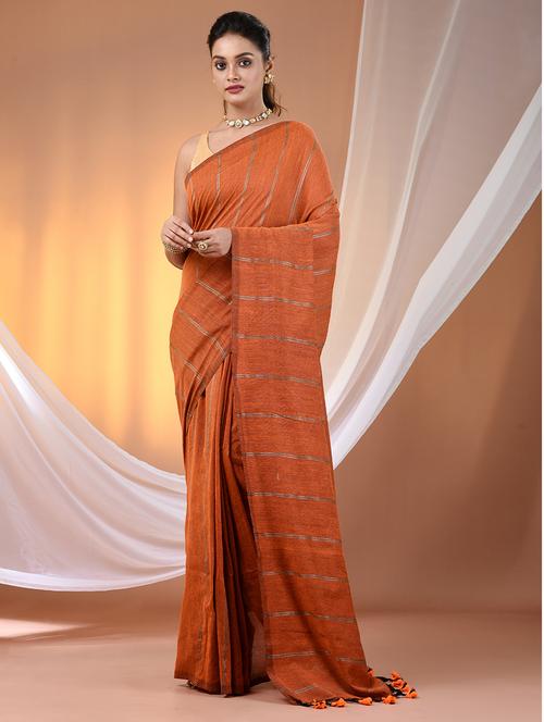 women striped handloom saree with blouse - 21905600 - Standard Image - 0