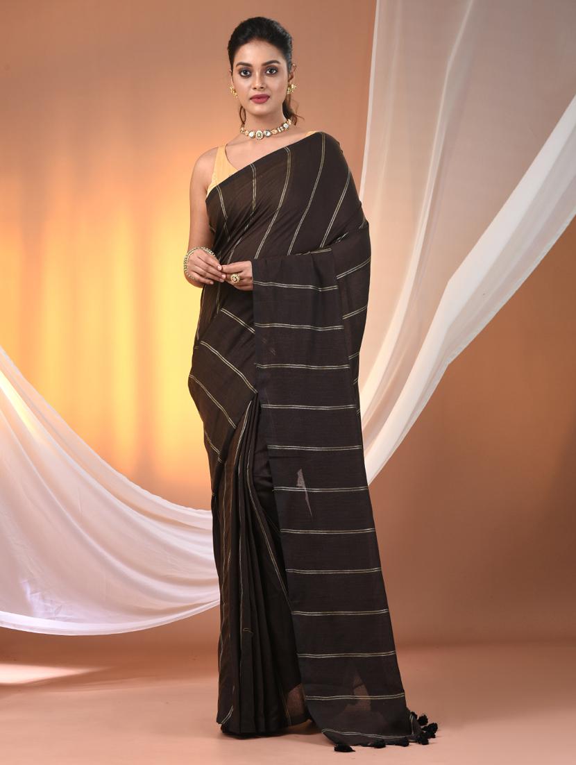 women striped handloom saree with blouse - 21905601 - Zoom Image - 0