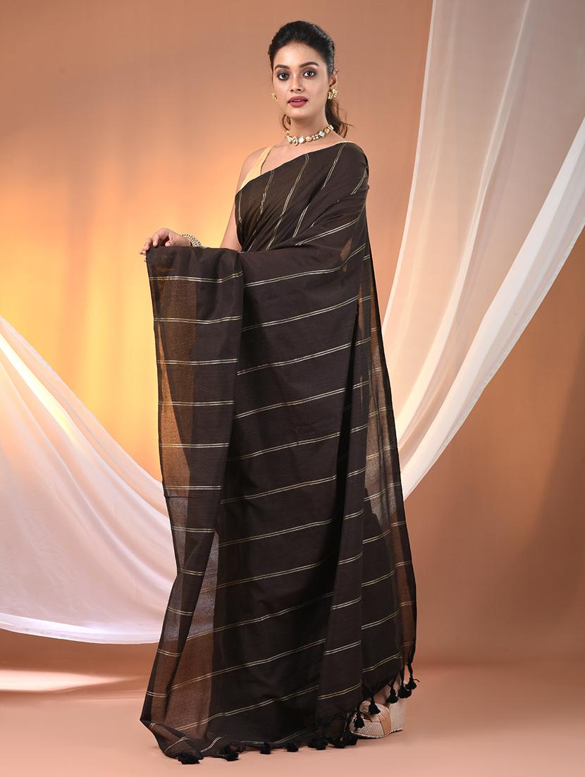 women striped handloom saree with blouse - 21905601 - Standard Image - 2