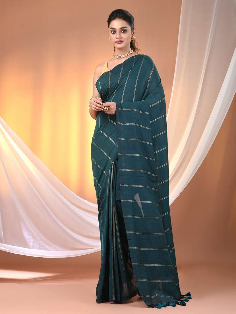 women striped handloom saree with blouse