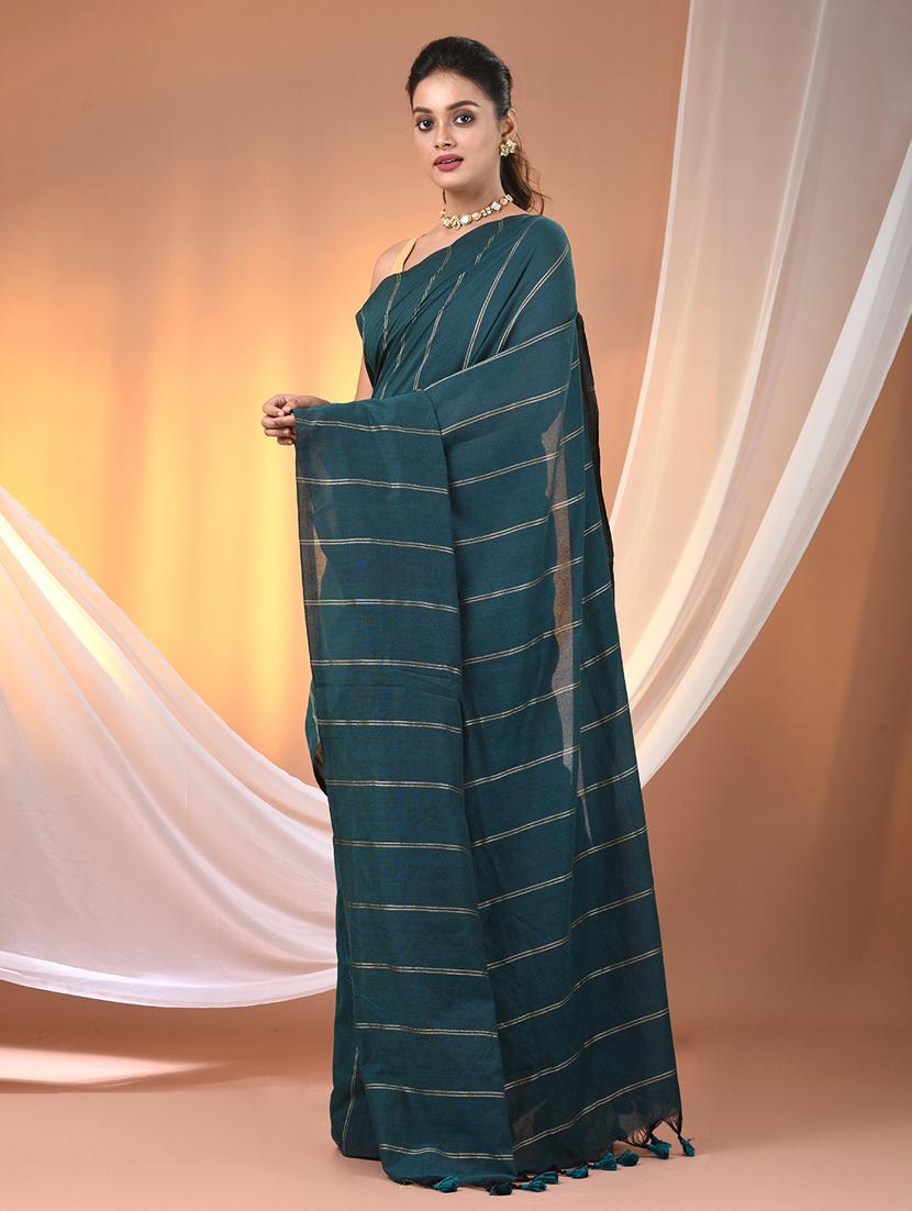 women striped handloom saree with blouse - 21905602 - Standard Image - 2