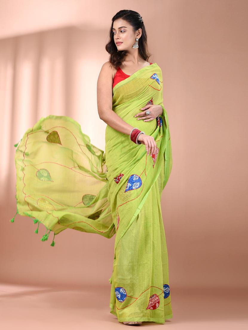 women green handloom saree - 21905608 - Standard Image - 2