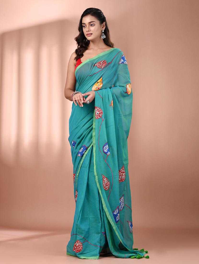 women sea green handloom saree - 21905609 - Zoom Image - 0