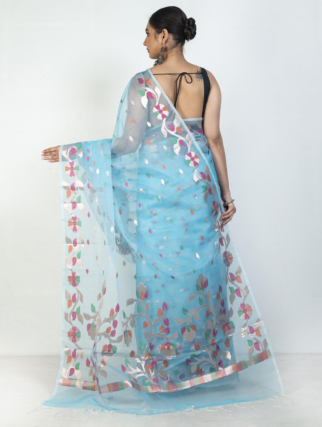 women floral bordered saree with blouse - 21905711 - Standard Image - 2