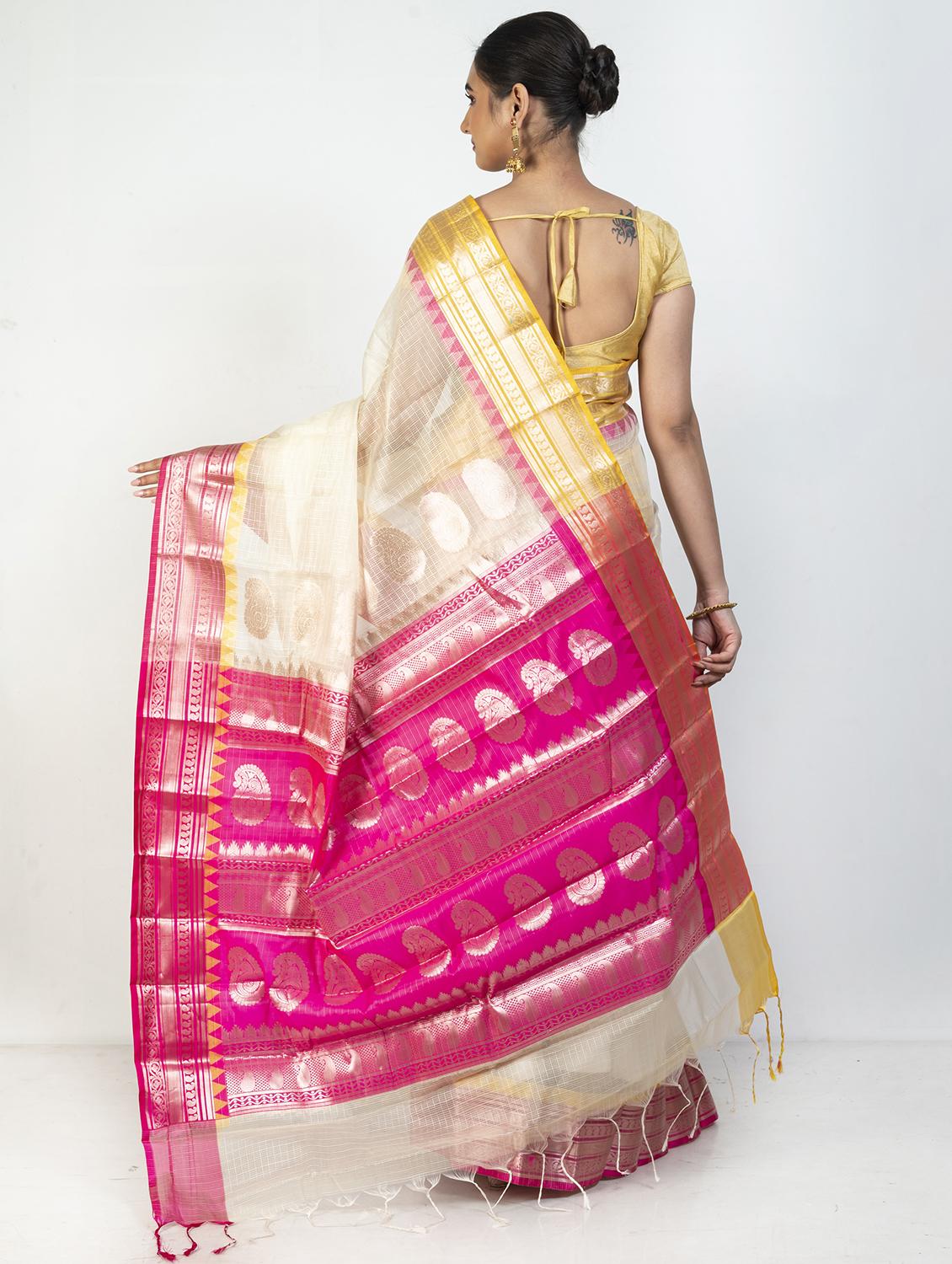 women self design bordered kota doria saree with blouse - 21905730 - Standard Image - 2