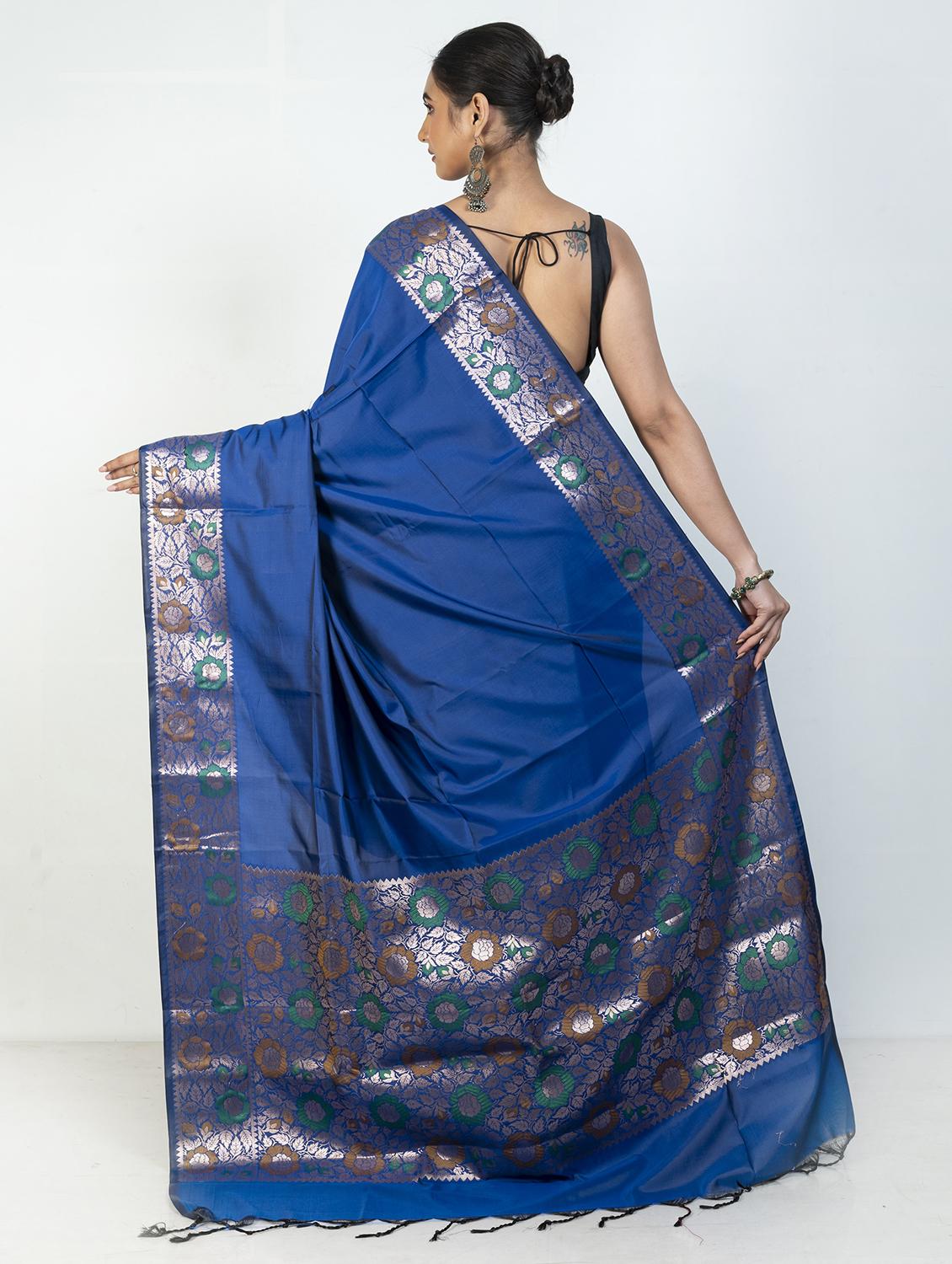 women solid with bordered saree with blouse - 21905738 - Standard Image - 2