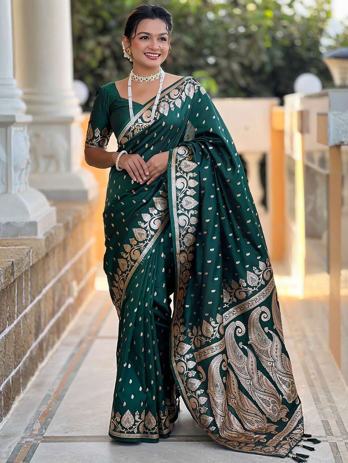 women self design banarasi saree with blouse