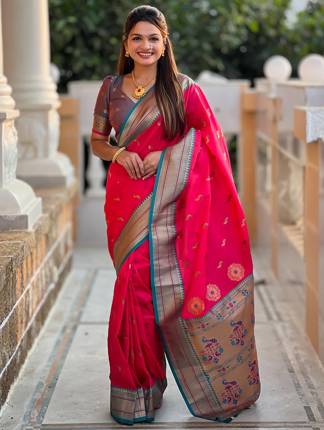 women self design paithani saree with blouse