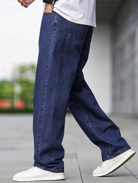 men solid mid rise baggy jean - 21905921 - Standard Image - 2