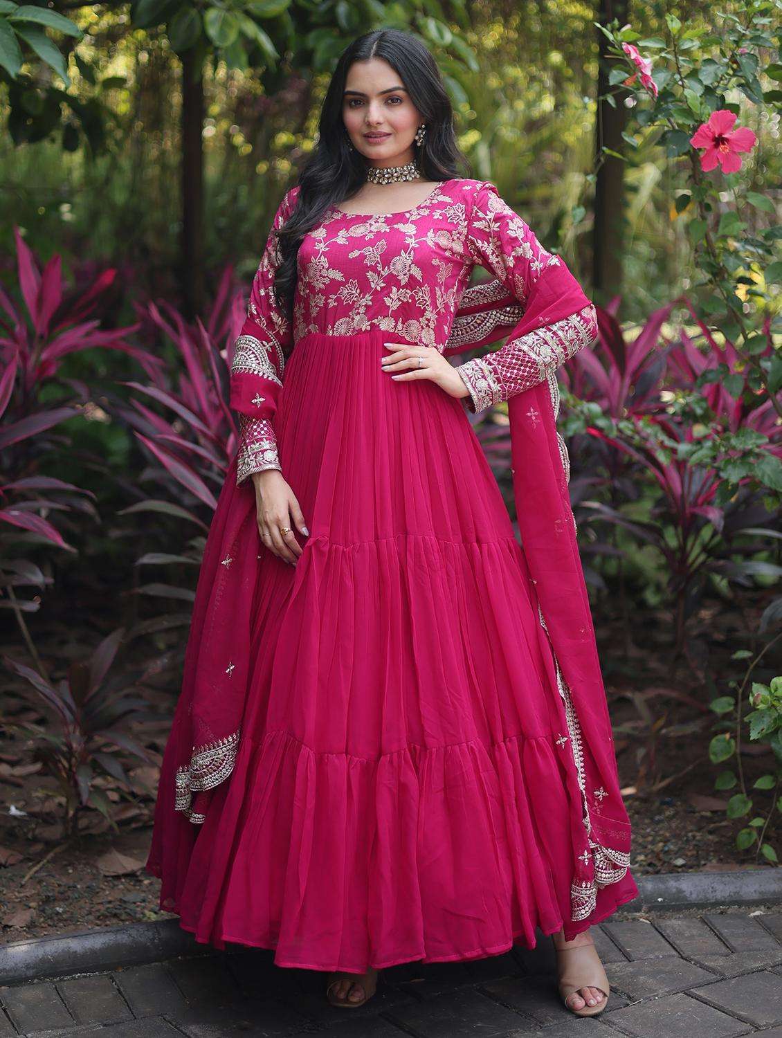 women long sleeve anarkali kurta with dupatta set - 21906047 - Zoom Image - 0