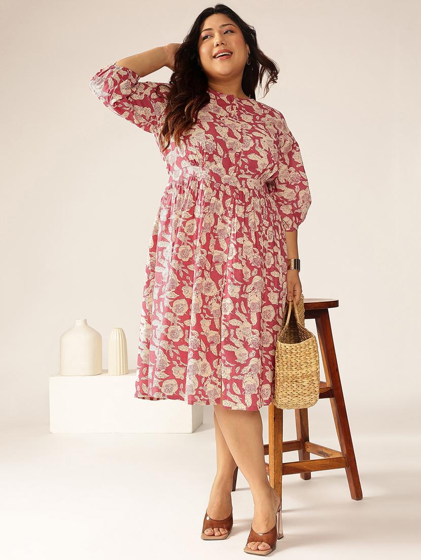 women plus size floral printed a-line dress - 21906091 - Zoom Image - 0
