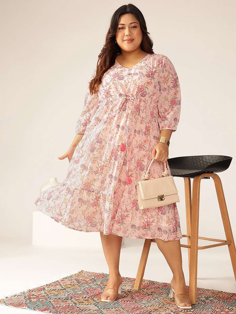 women plus size floral printed tiered dress - 21906095 - Zoom Image - 0