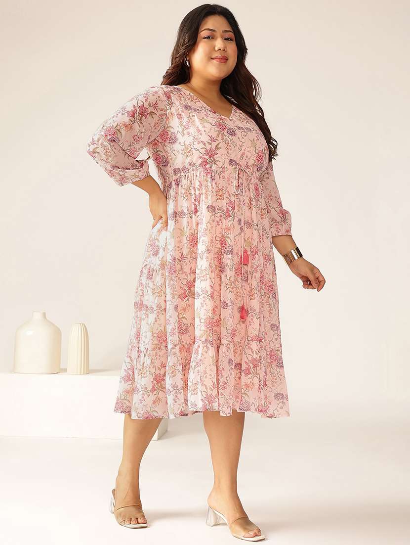 women plus size floral printed tiered dress - 21906095 - Standard Image - 2