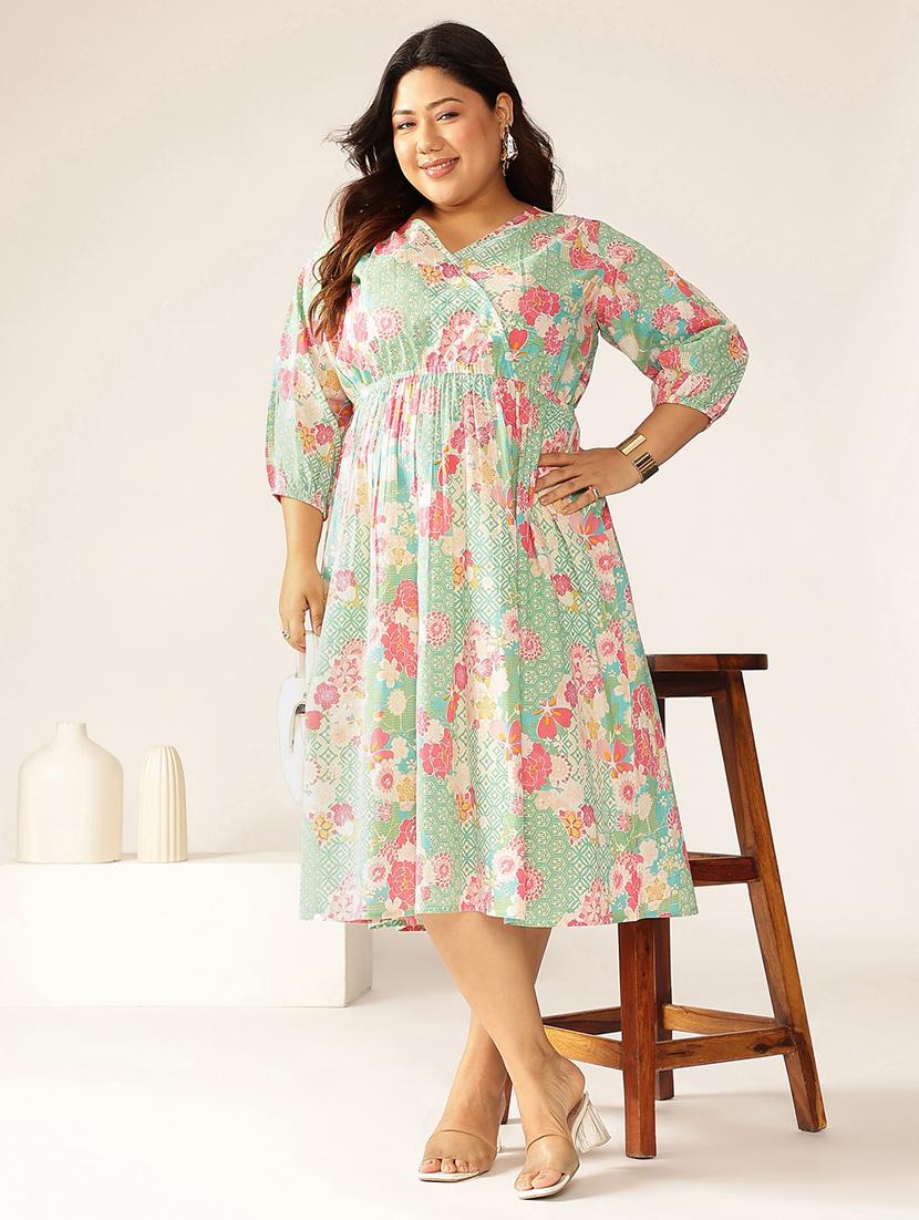 women plus size floral printed a-line dress - 21906099 - Zoom Image - 0
