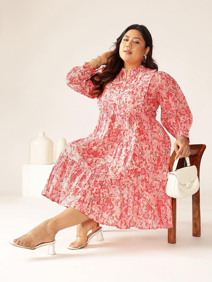 women plus size floral printed tiered dress - 21906100 - Zoom Image - 0