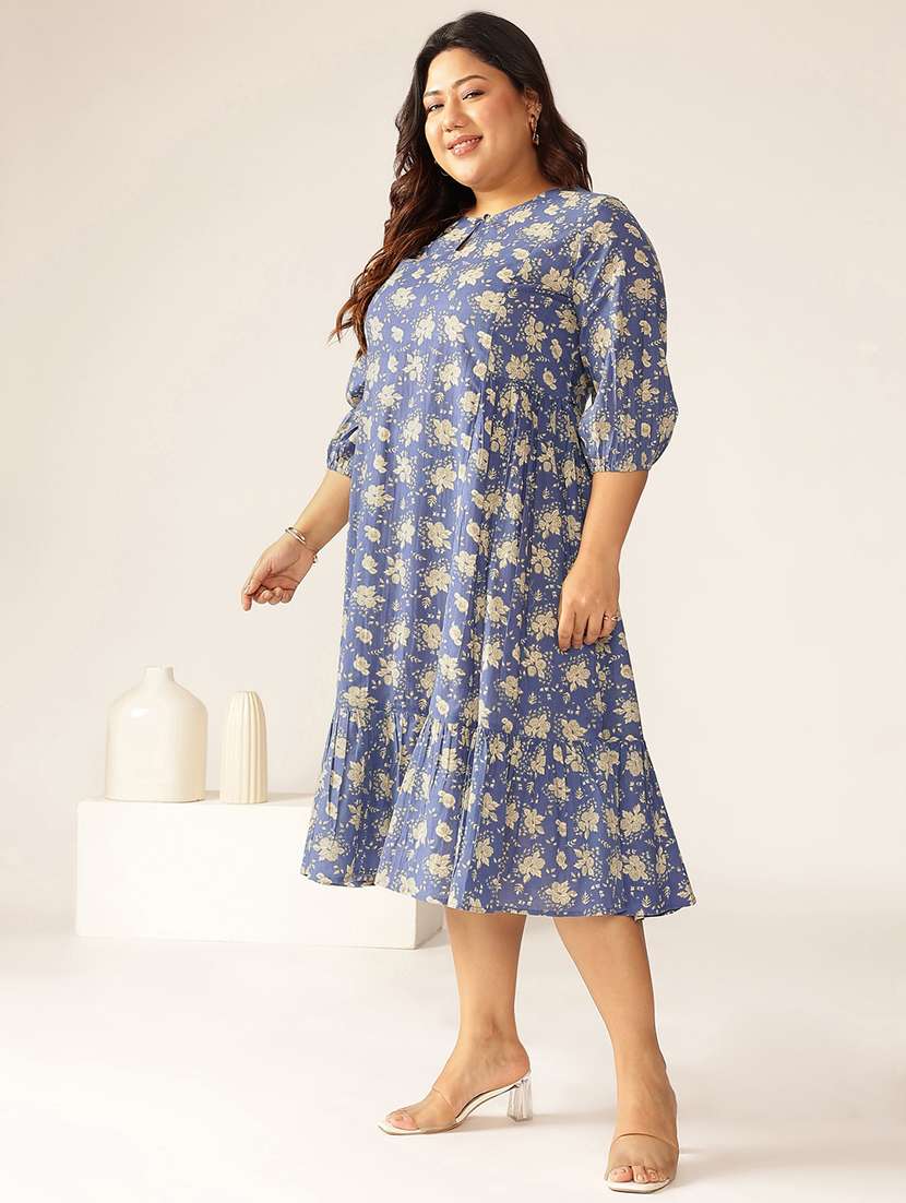 women plus size floral printed tiered dress - 21906101 - Standard Image - 2