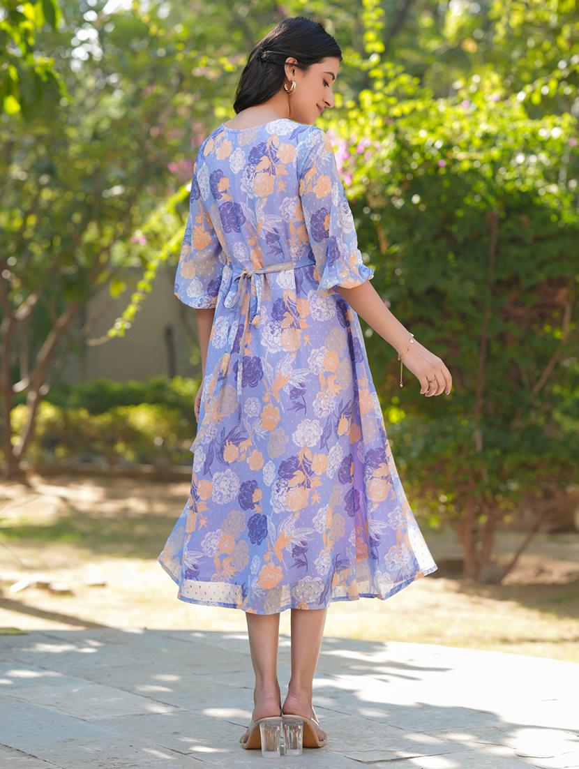 women lavender floral printed a-line dress - 21906117 - Standard Image - 2