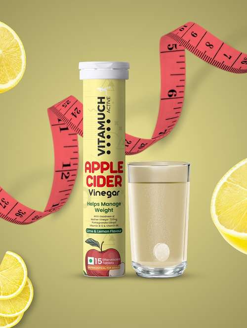 vitamuch apple cider vinegar effervescent tab for weight loss & gut health lime lemon