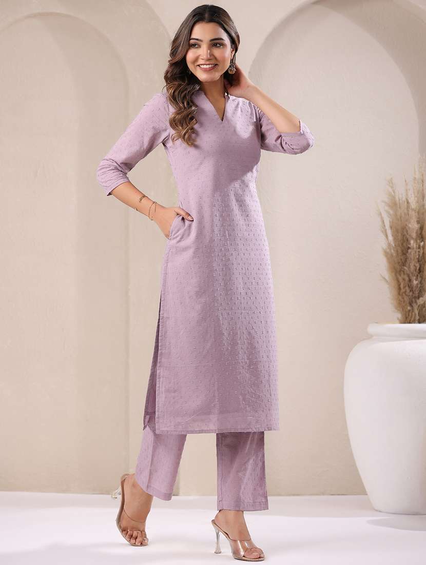 women three quarter sleeve kurta pant set - 21906144 - Standard Image - 2