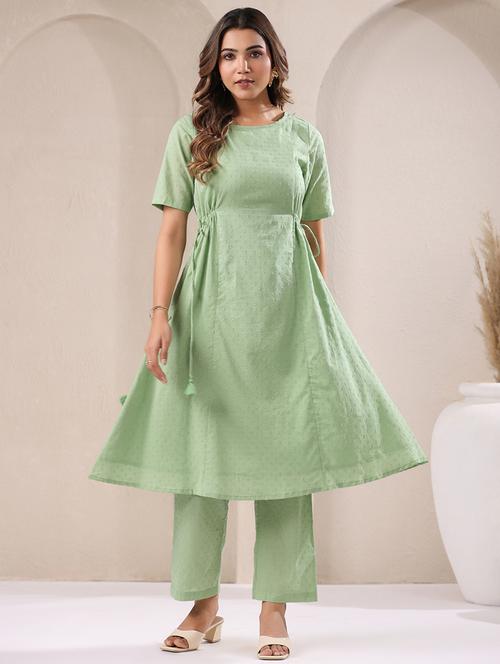 women neo mint self design kurta pant set - 21906148 - Standard Image - 0