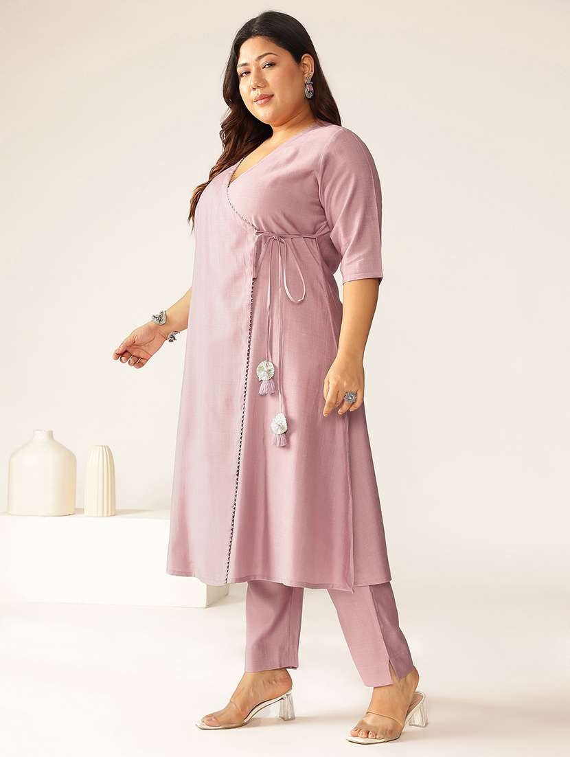 women plus size lavender kurta pant set - 21906151 - Standard Image - 2