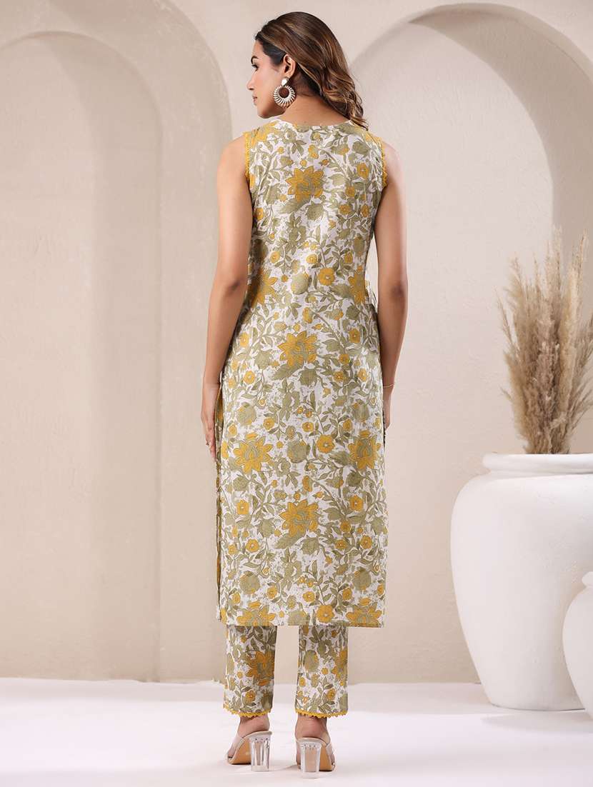 women white sleeveless kurta pant set - 21906165 -  Standard Image - 2