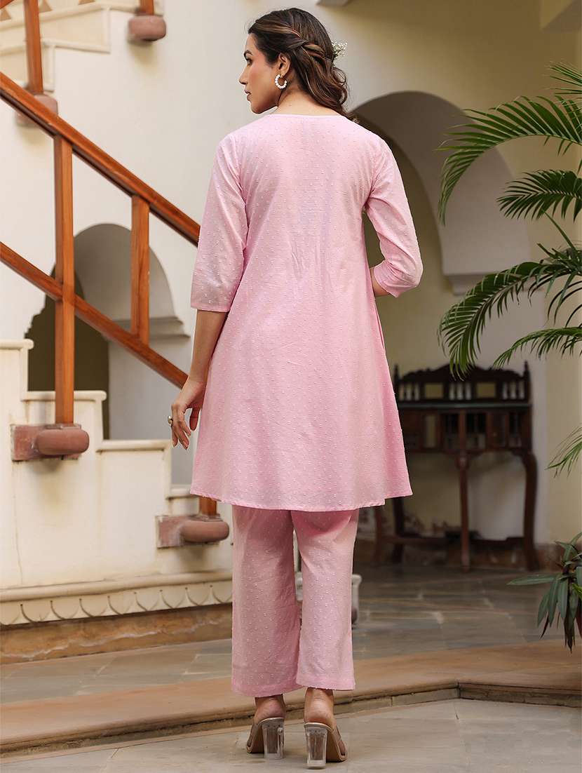 women three quarter sleeve kurta pant set - 21906213 -  Standard Image - 2