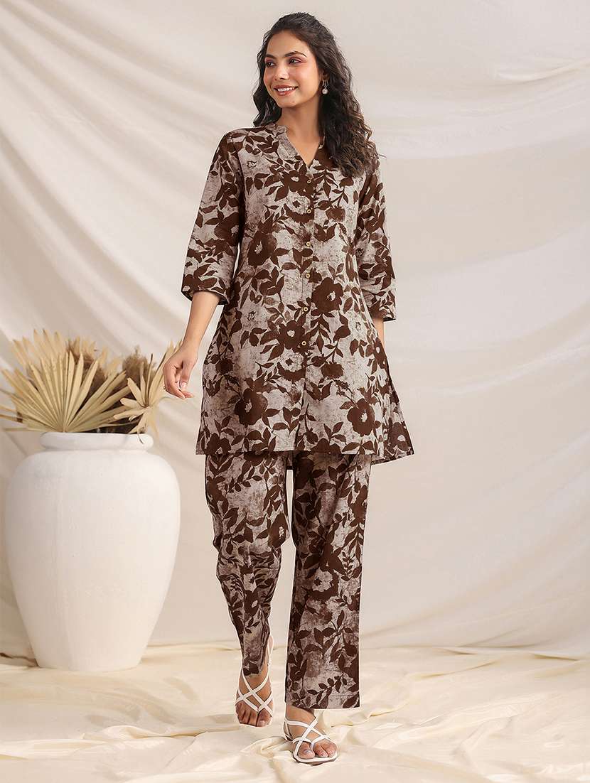 women three quarter sleeve ethnic co ord set