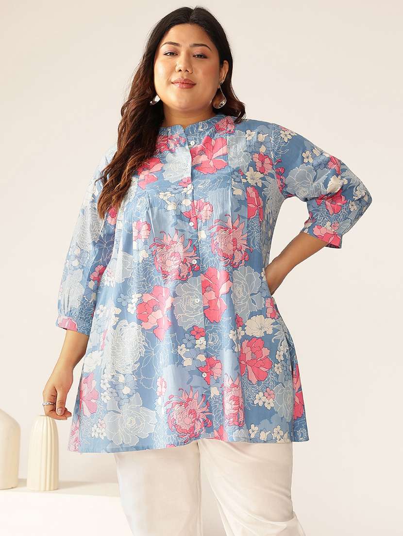 women plus size three quarter sleeve tunic