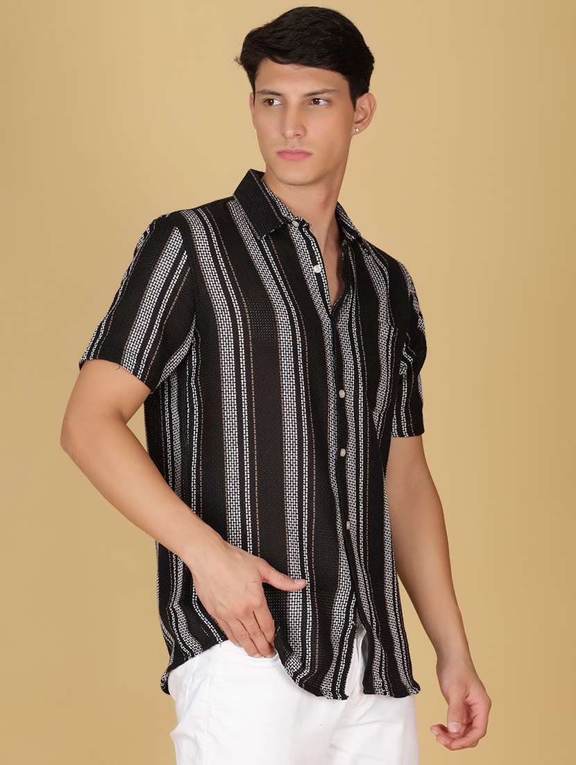 men striped short sleeve regular fit casual shirt - 21906391 -  Standard Image - 2